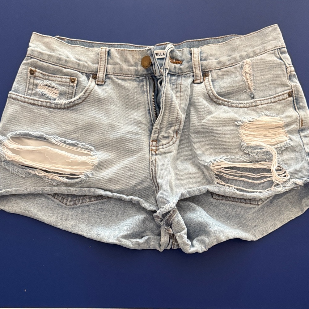 Billabong Light Blue Ripped Jean Shorts